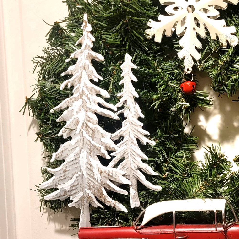 Winter Chevy Wreath Tin Trees Snowflake - Picture 4 of 5